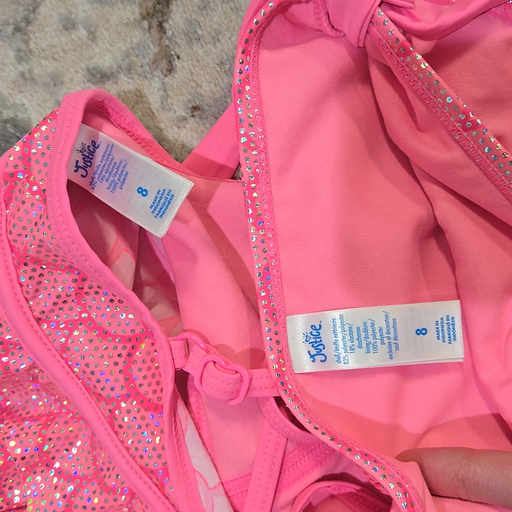 Pink Ruffle Kids Swim Set Size 8 - Picture 3 of 3